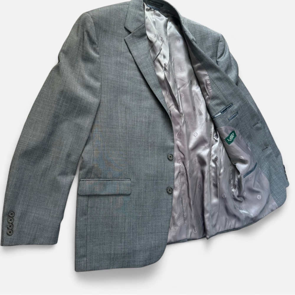 Lauren Ralph Lauren Men's 46L Gray Wool Blend Blazer Classic‎ Two Button Jacket